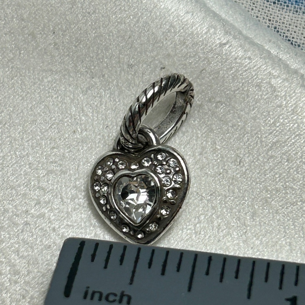 Brighton ABC Clear Crystal Heart Charm Silver Plated - Picture 8 of 9